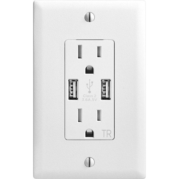 Best Buy essentials™ - 3.6 A USB Charger Wall Outlet - White - Picture 1 of 4